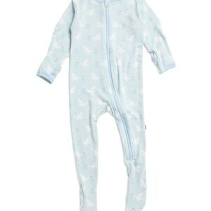 Kickee Pants Light Blue Bird Print Footie